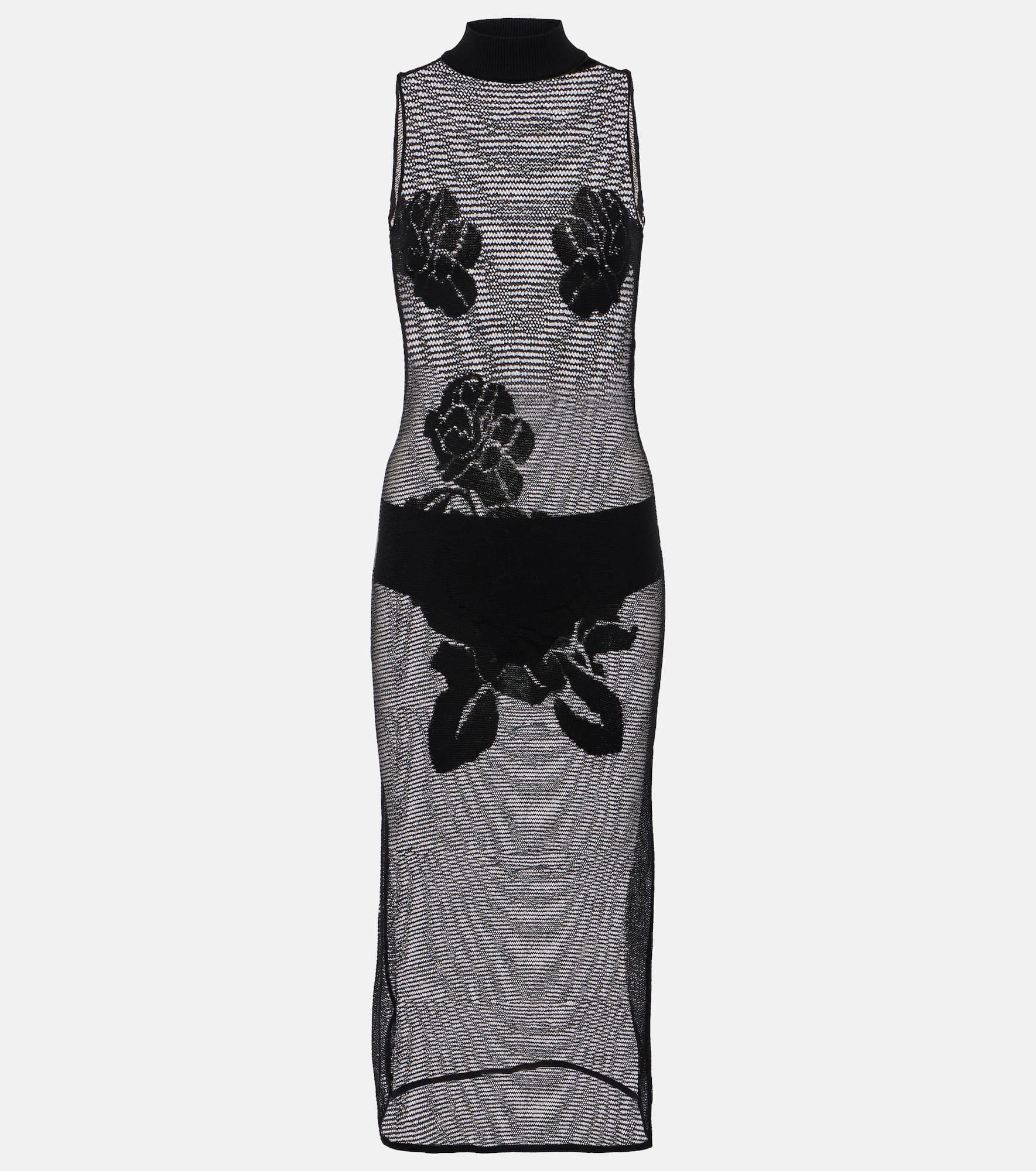 Floral mesh midi dress - 1