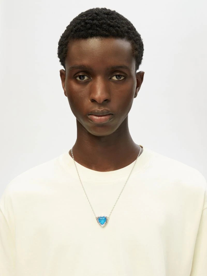 HEART STONE CHARM NECKLACE - 3