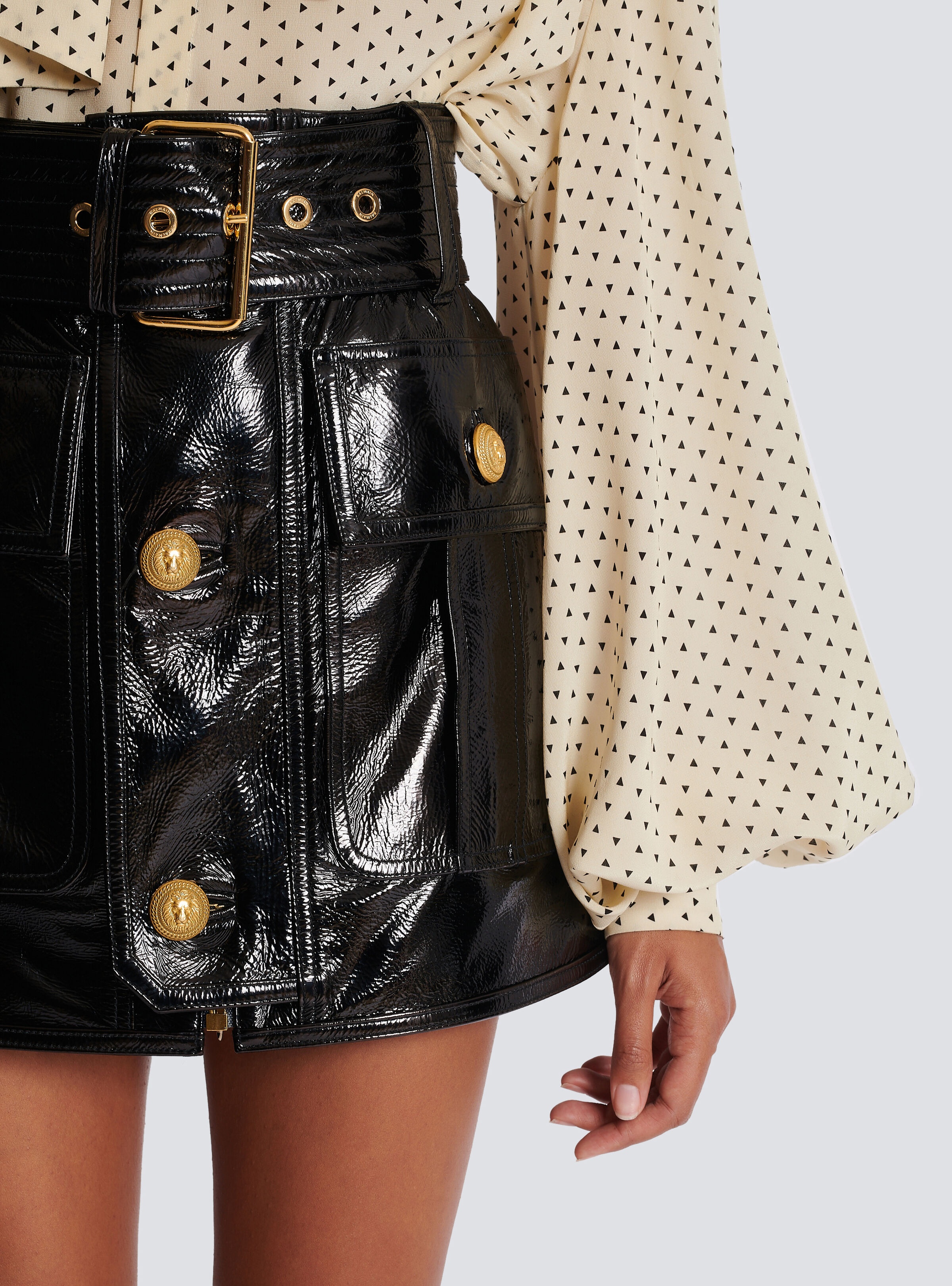 Short patent leather skirt - 7
