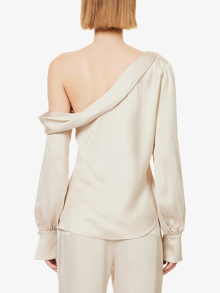 Alice asymmetric-neck satin top - 4