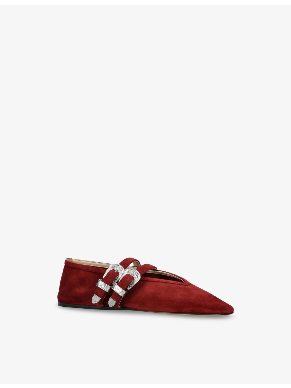 Claudia Double-Buckle Suede Slippers - 3