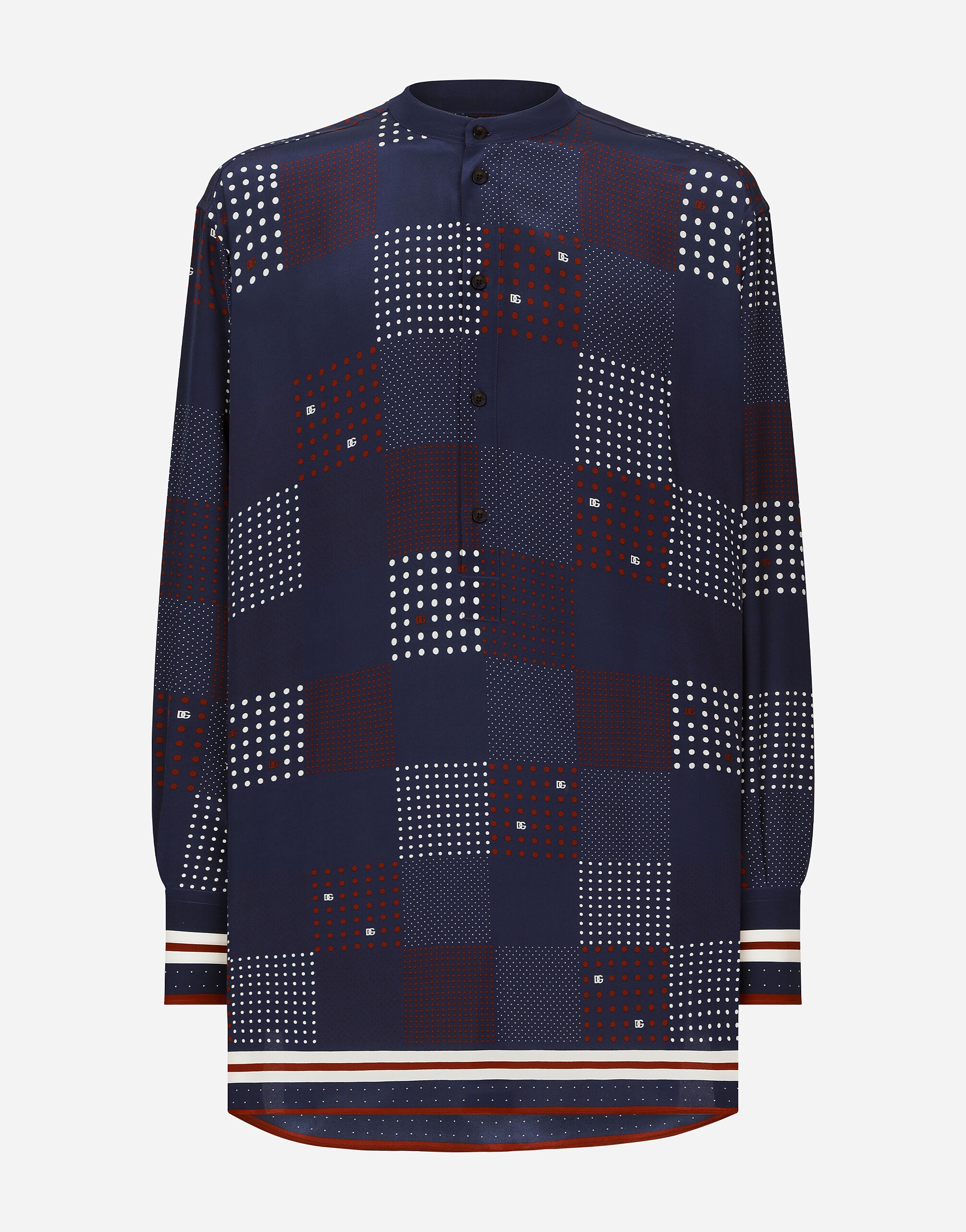 Tシャツ・カットソー Dolce & Gabbana SHIRT WITH MANDARIN COLLAR Dolce & Gabbana Shirt With Mandarin Collar In Blue | ModeSens