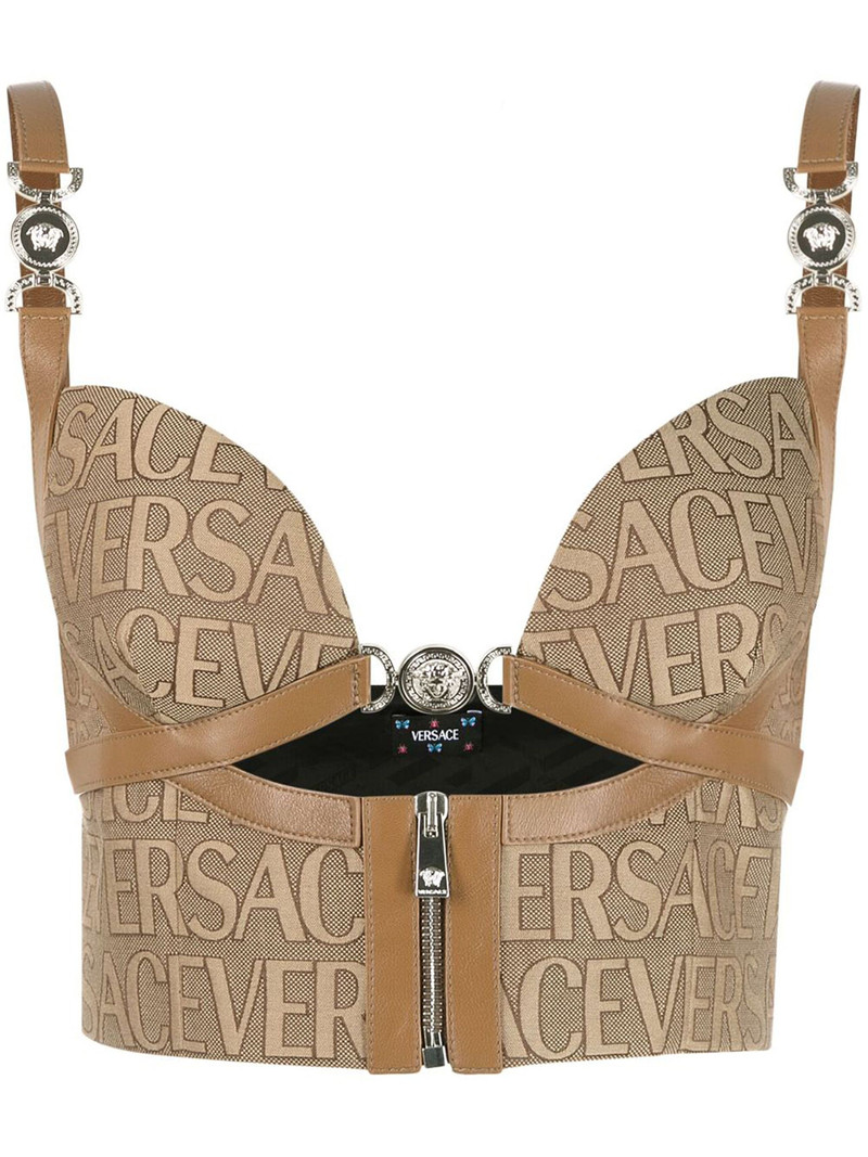 all-over logo print crop top 1