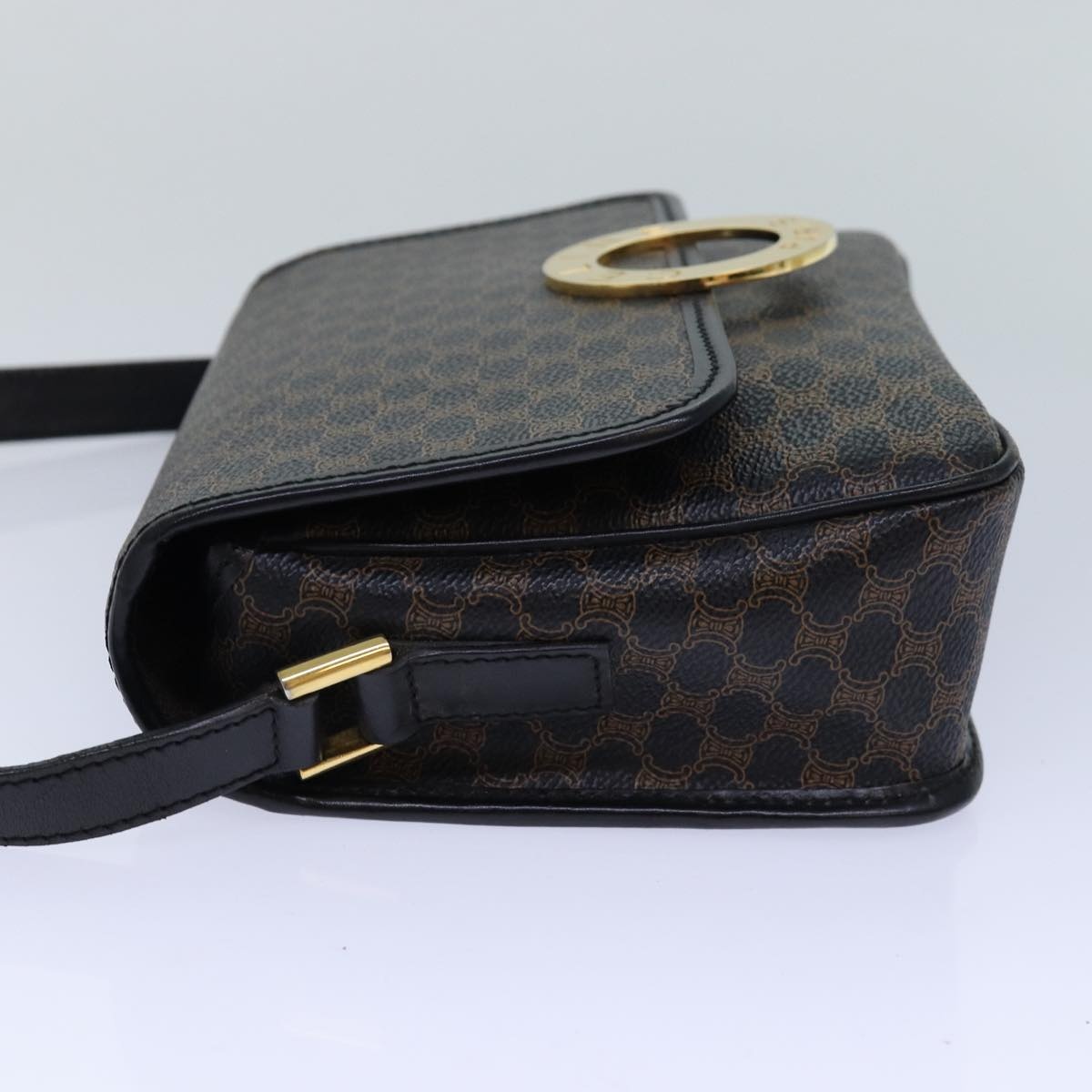 CELINE Macadam Canvas Shoulder Bag Pvc Leather Black - 3