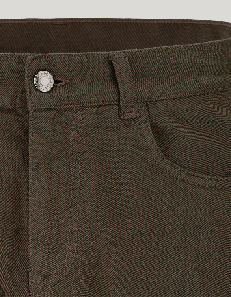 DARK BROWN REGULAR FIT COTTON FIVE-POCKET DENIM PANTS 6