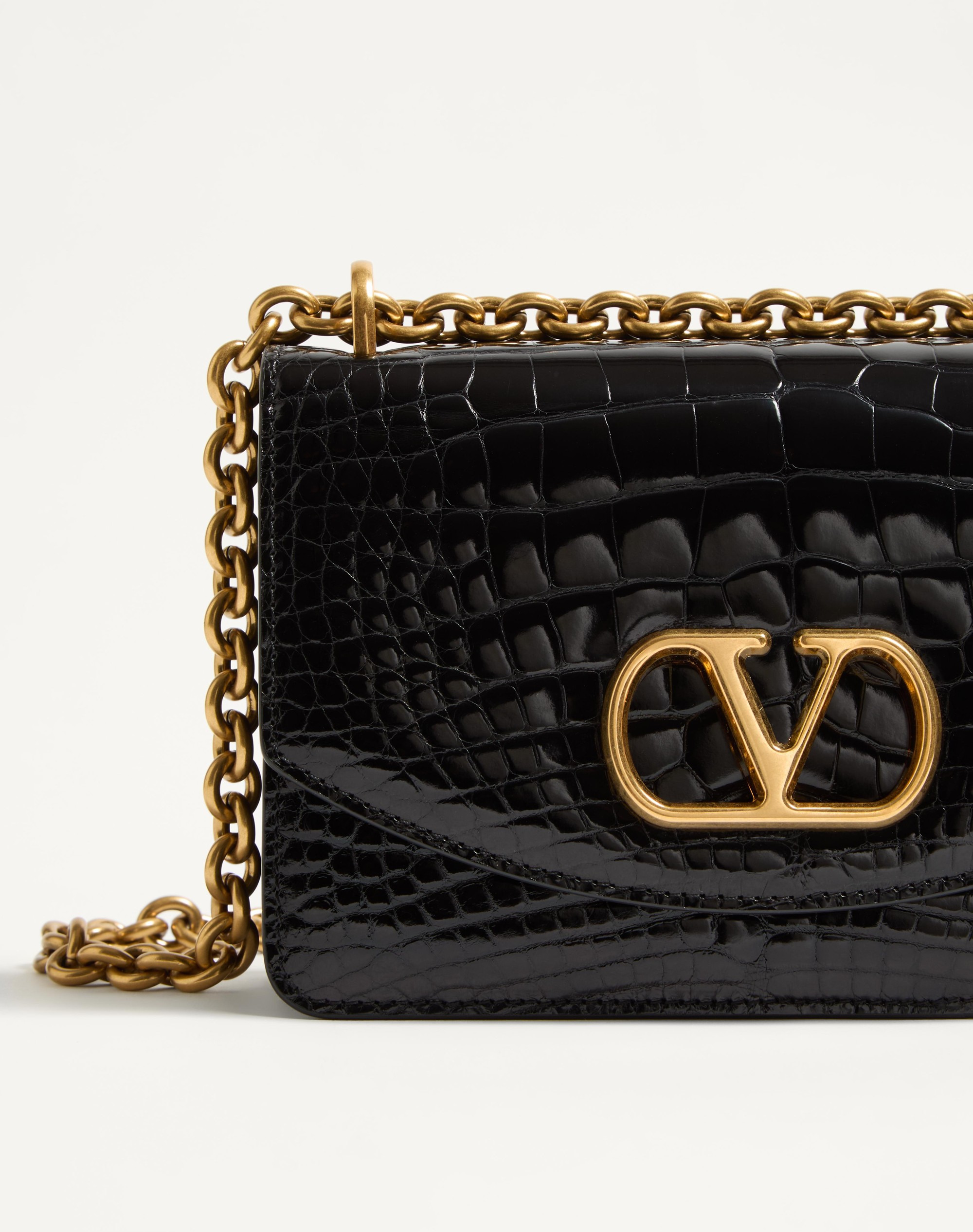 VALENTINO GARAVANI VAIN SMALL SHOULDER BAG IN CROCODILE LEATHER - 8