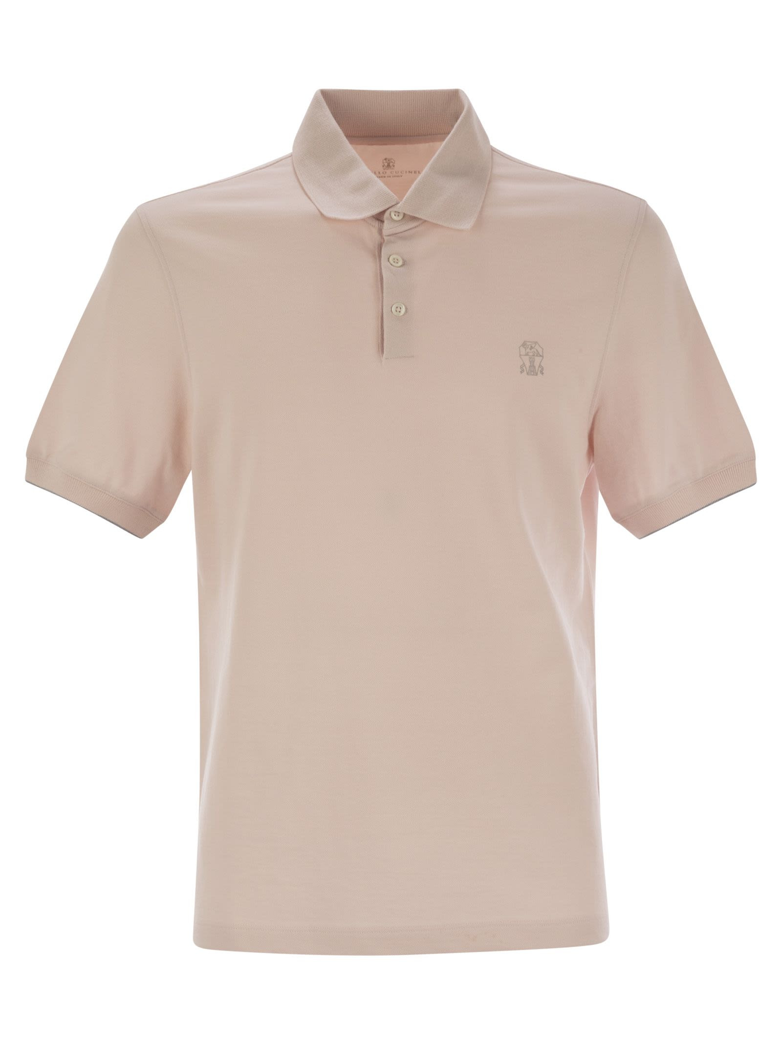 Brunello Cucinelli Men Cotton Polo Shirt With Printed Logo - 1
