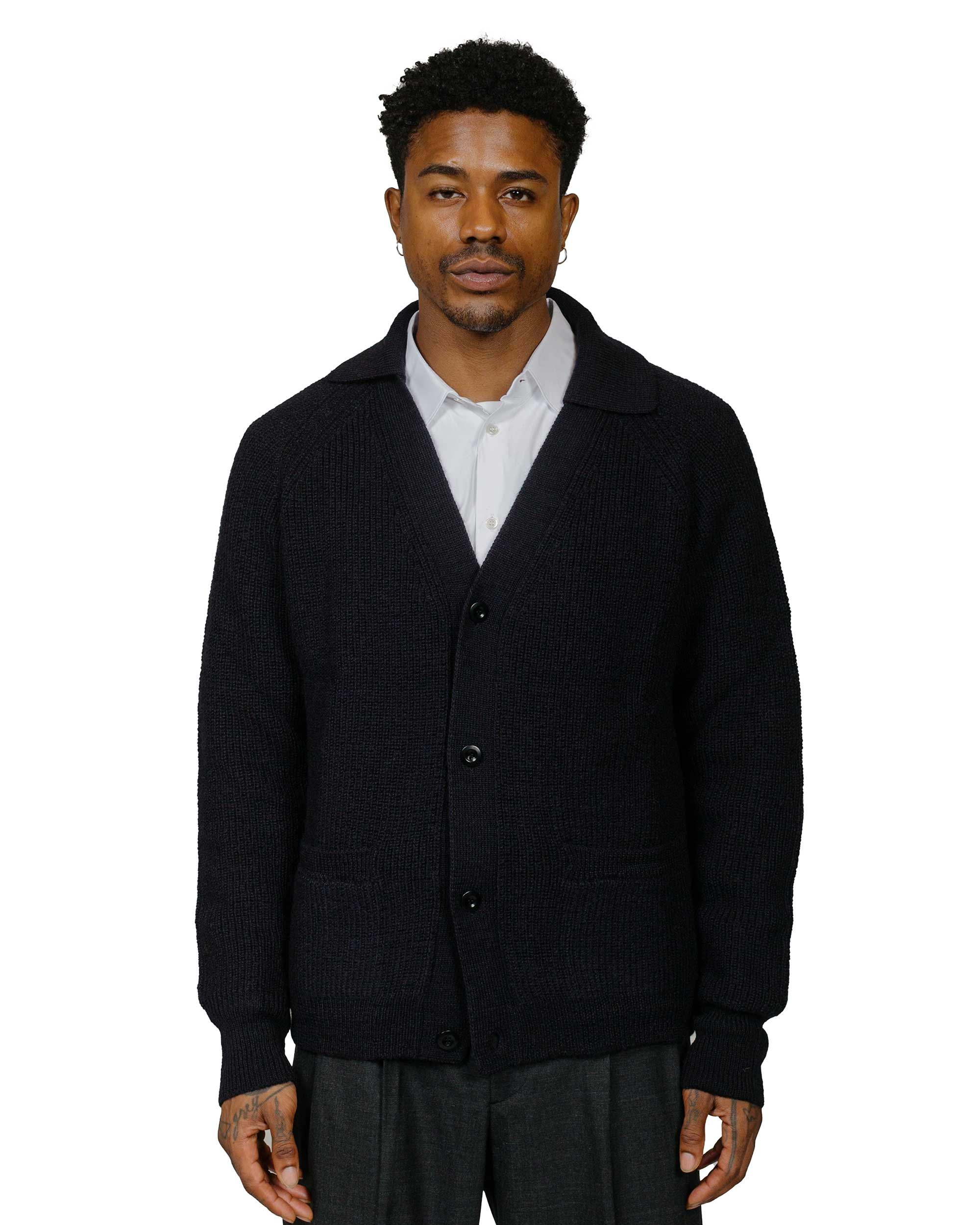 MHL Collared Cardigan Virgin Wool Ink - 2