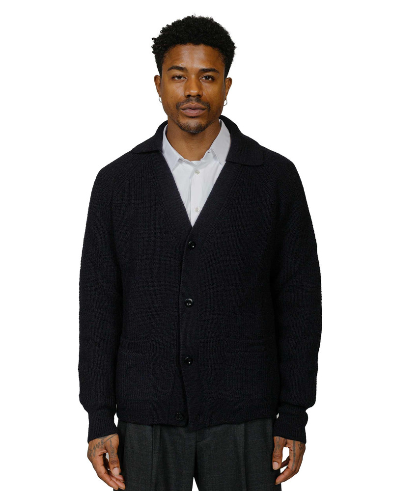 MARGARET HOWELL MHL Collared Cardigan Virgin Wool Ink outlook