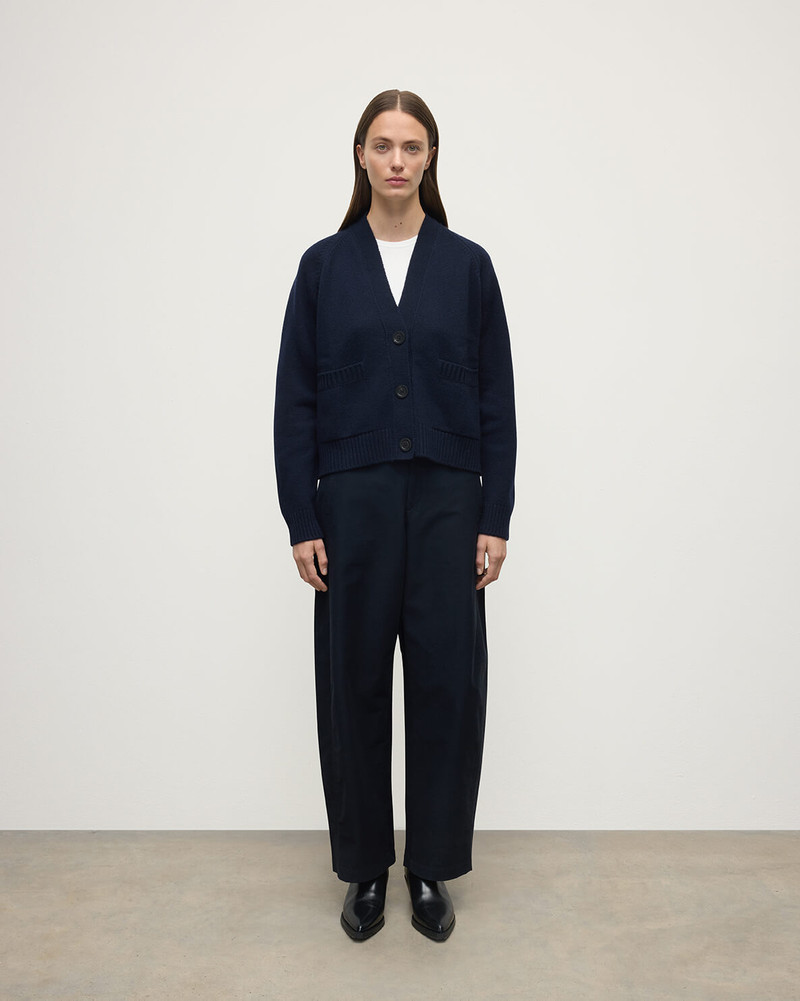 Johnstons of Elgin Relaxed Fit Navy Cashmere Cardigan outlook