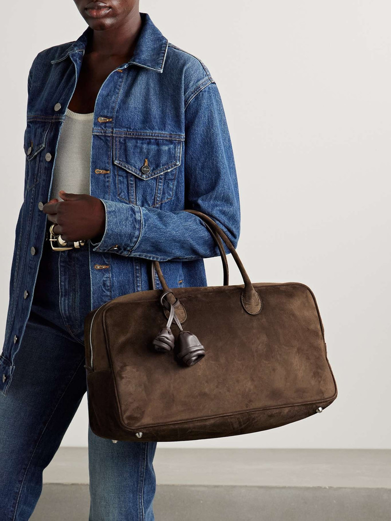 MAGDA BUTRYM Brigitte large leather-trimmed suede tote Brown outlook