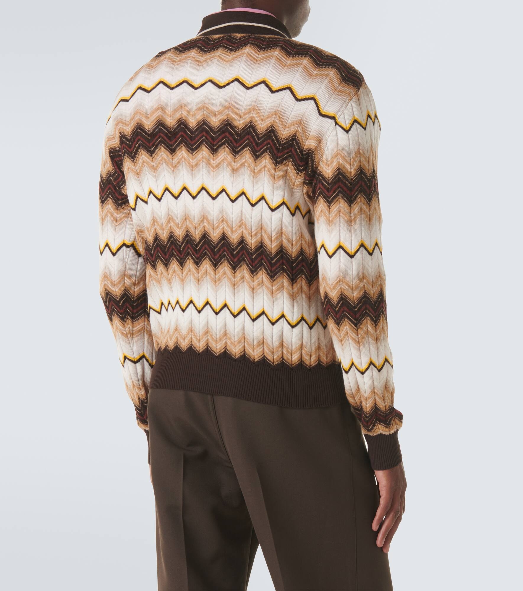 Zigzag cotton and wool half-zip sweater - 4