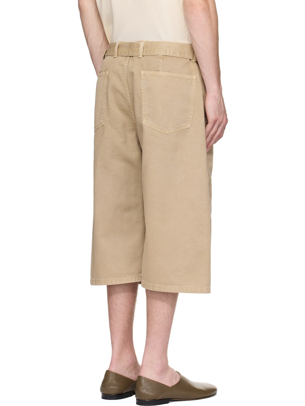 Taupe Twisted Denim Shorts - 3