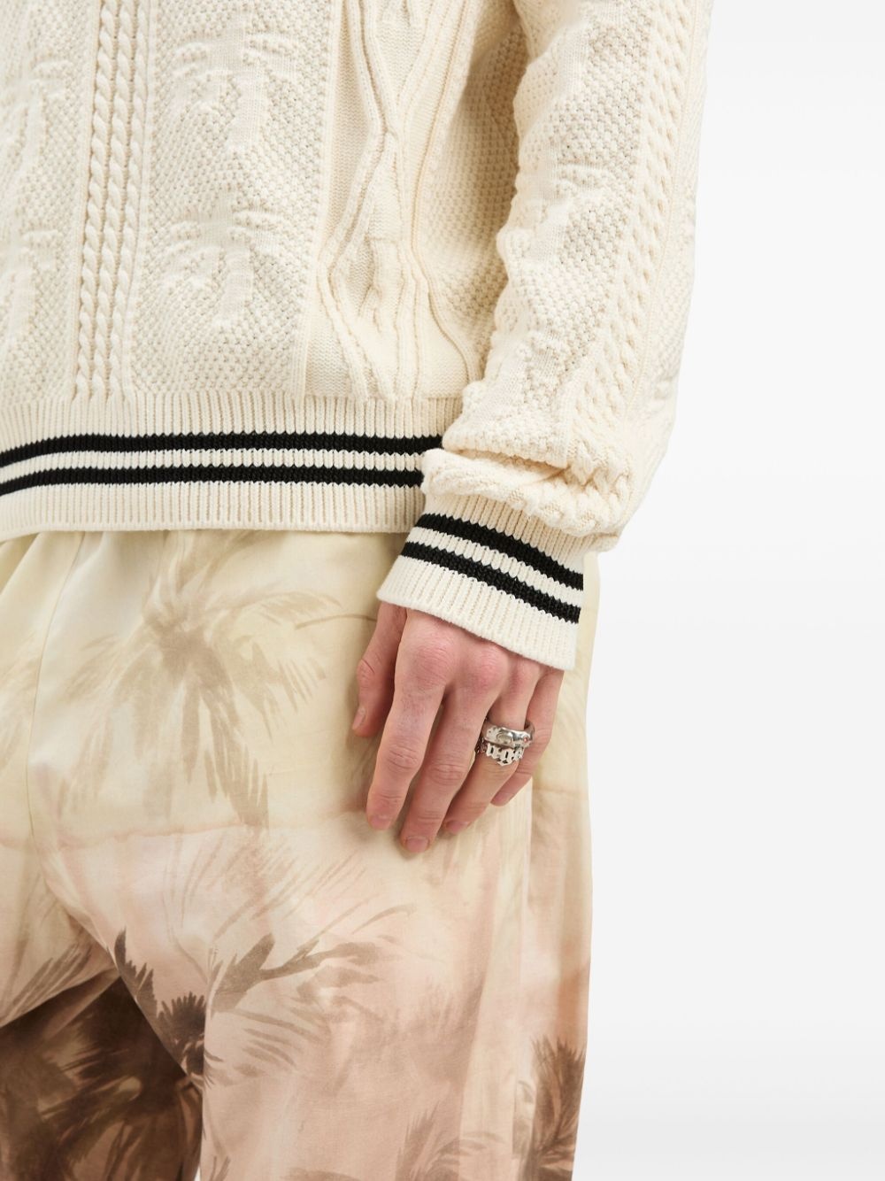 curved-logo cable-knit sweater - 6