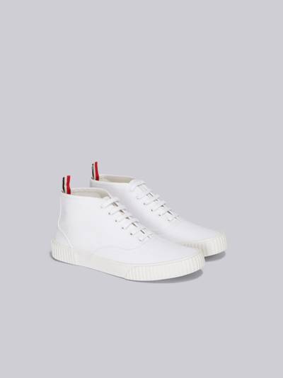 Thom Browne White Canvas Mid Top Heritage Trainer outlook