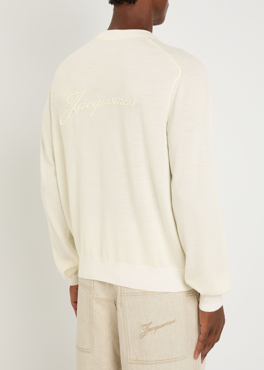 Jacquemus Le Sweater Brode Logo-embroidered Fine-knit Jumper - 3