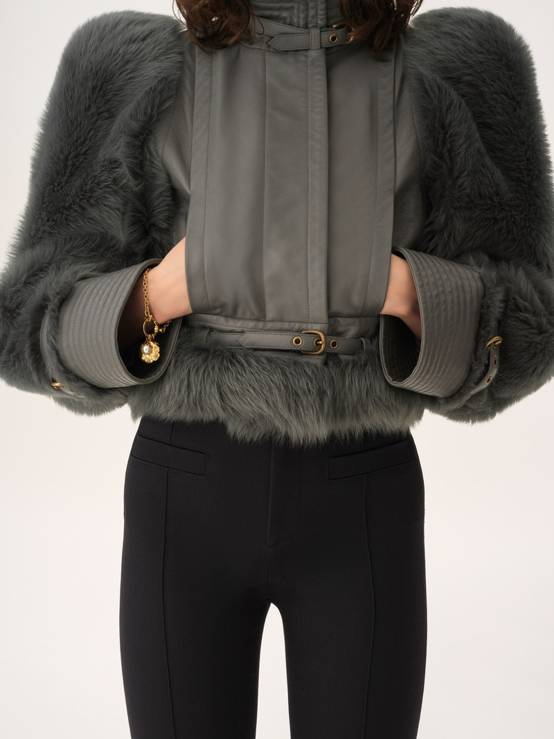 HIGH-NECK HYBRID JACKET IN LEATHER 7