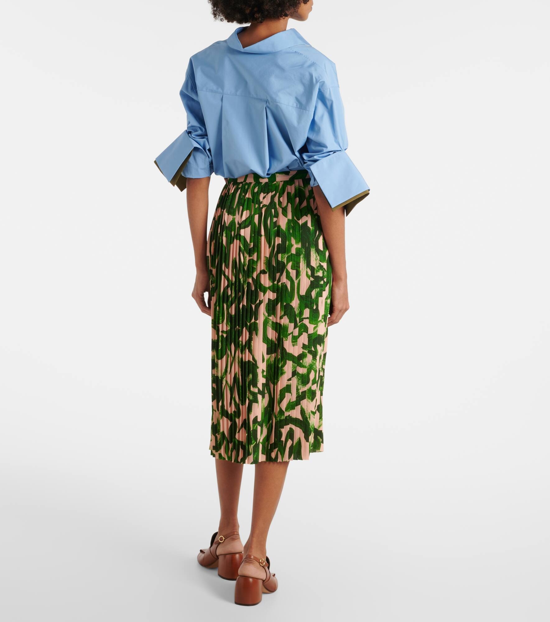 Printed pleated midi skirt - 3