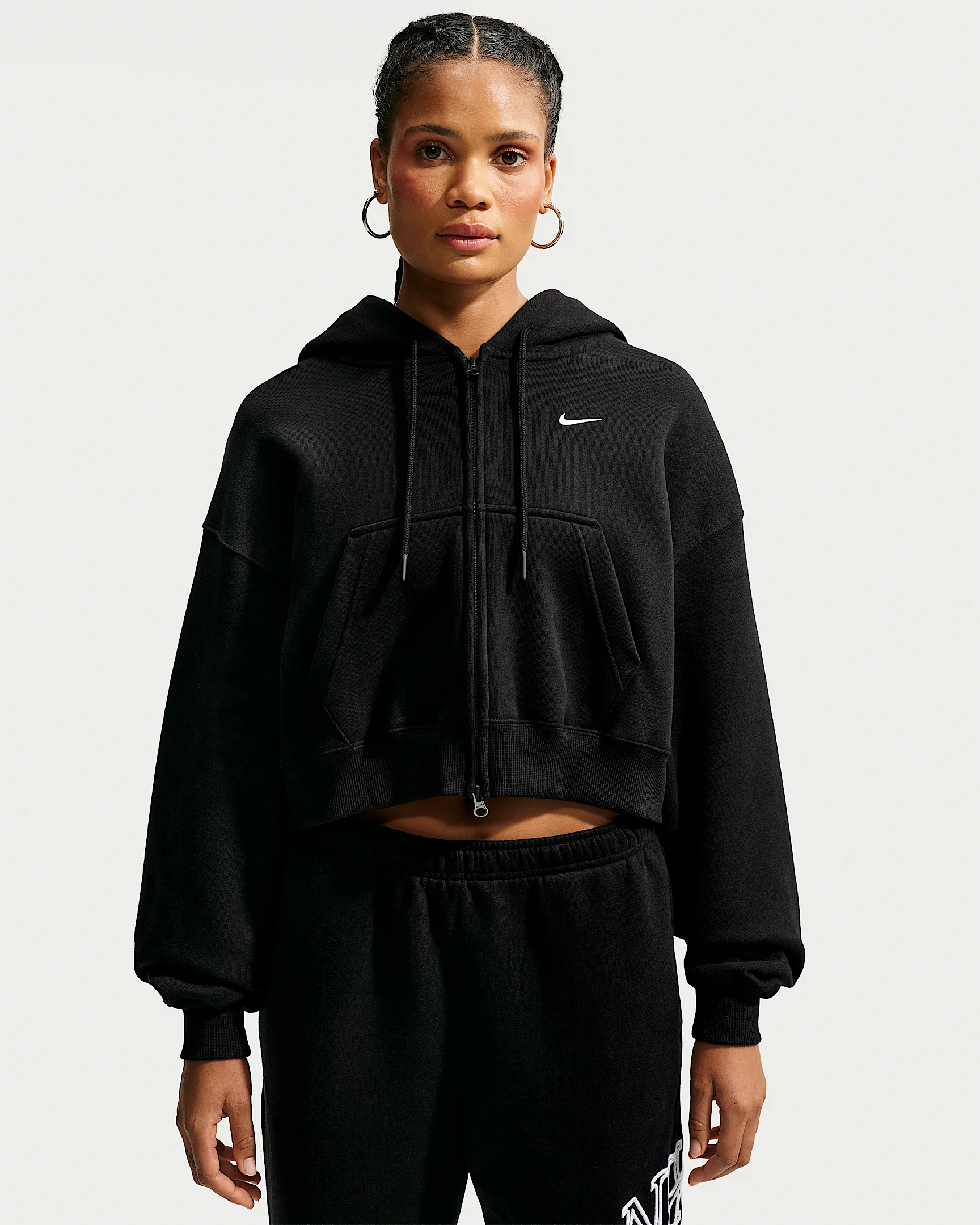 Nike Studio Fleece Medium Weight Women's Oversized Full-Zip Cropped Hoodie - 1