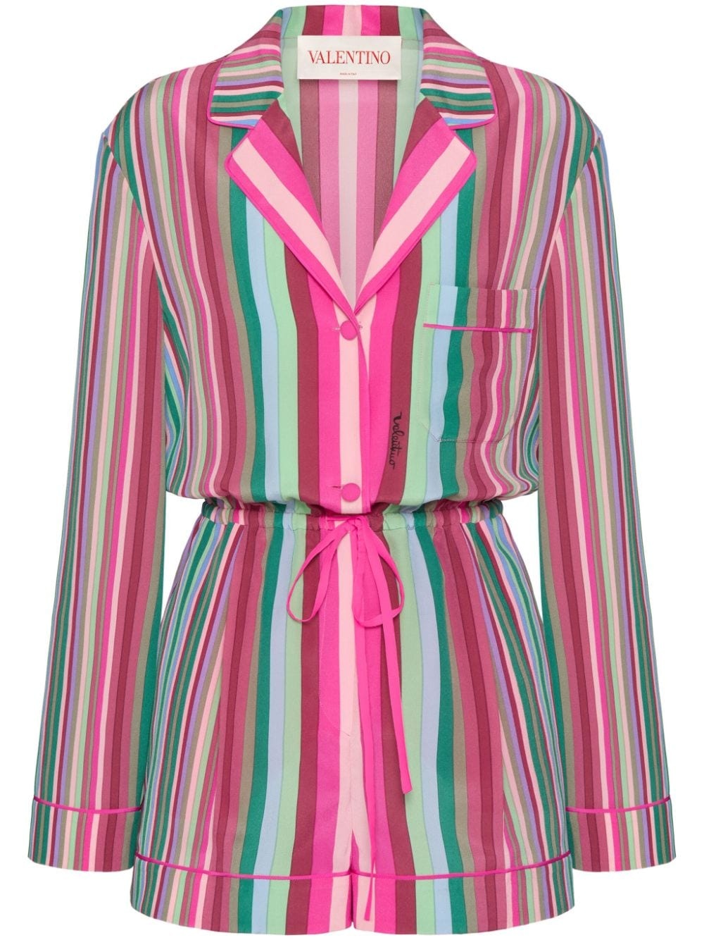 striped silk playsuit - 1