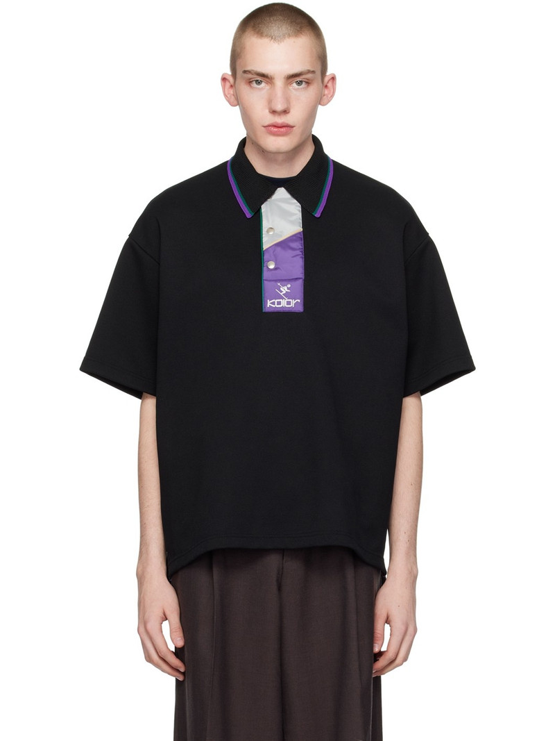 Black Padded Placket Polo - 1