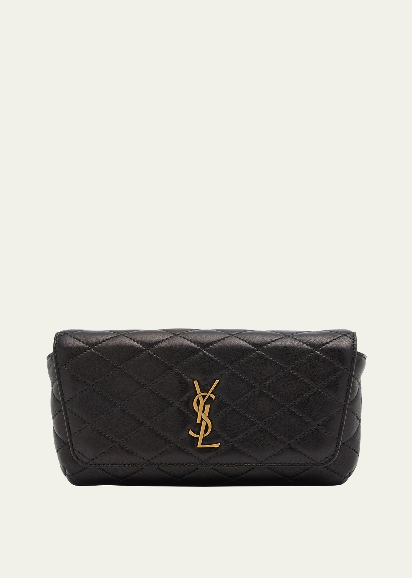 Gaby Phone Holder YSL Crossbody Bag in Quilted Smooth Leather - 1