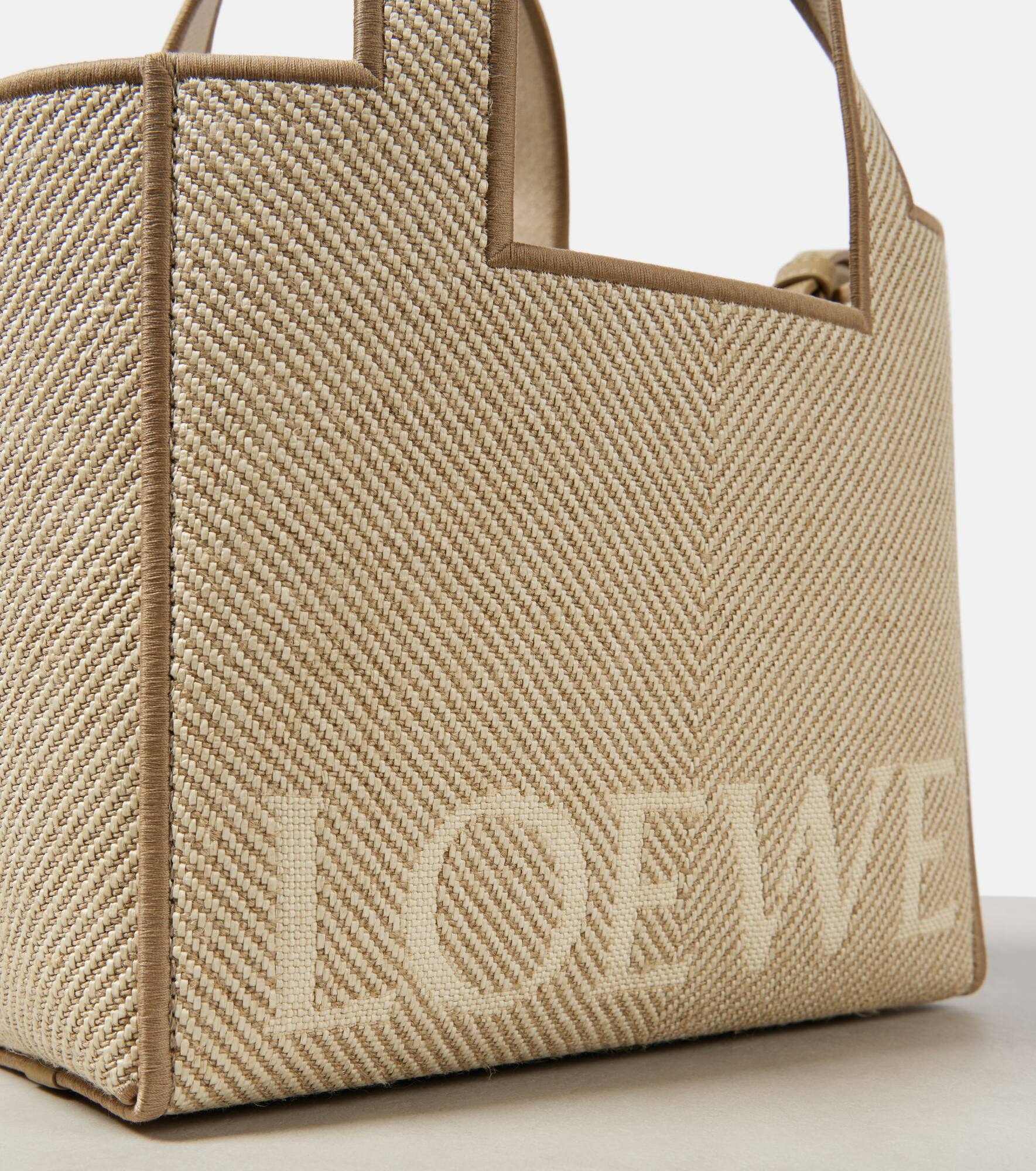 Logo leather-trimmed canvas tote bag - 6