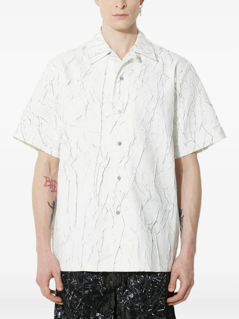 crackle-print short-sleeve shirt - 1