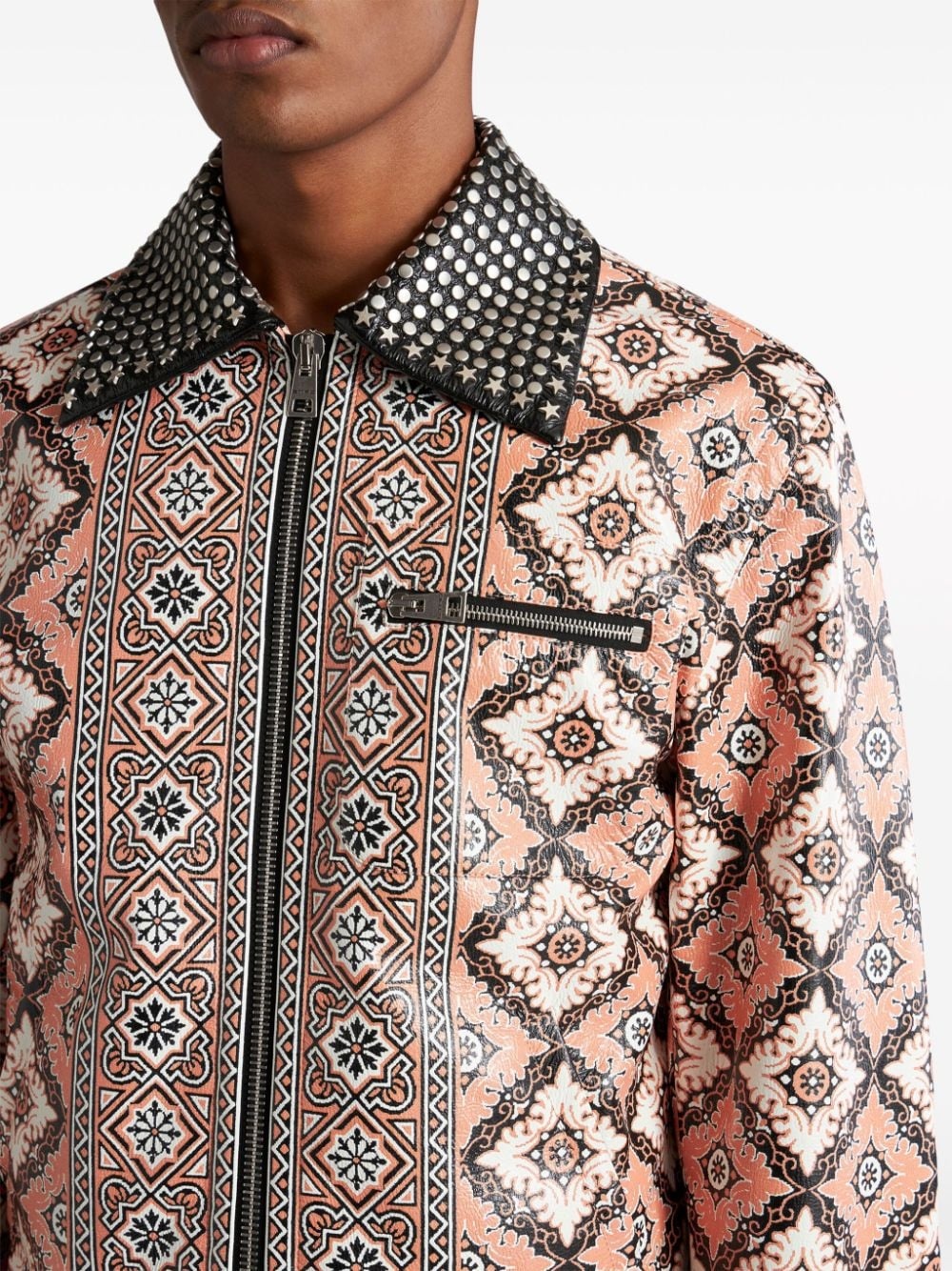 studded printed shirt jacket PRINTED JACKET WITH STUDS - 4