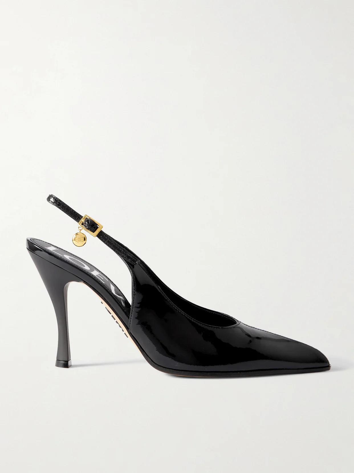 New Comic Embellished Paneled Leather Slingback Pumps - 1