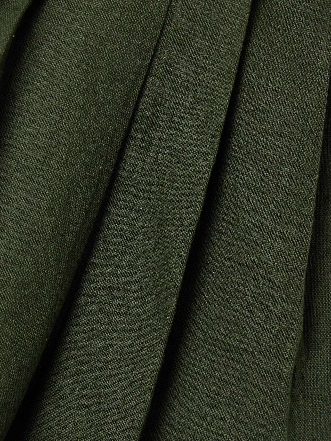 Shai belted pleated cotton and linen-blend shorts Dark green - 4