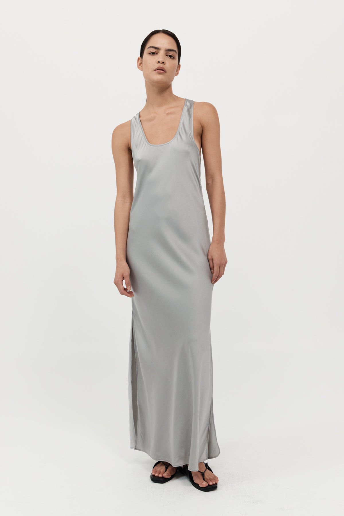 Bias Tank Dress - Silver - 2