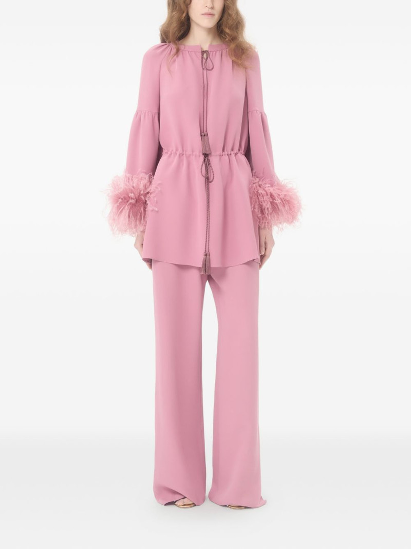 Valentino Cady Couture feather-trim blouse outlook