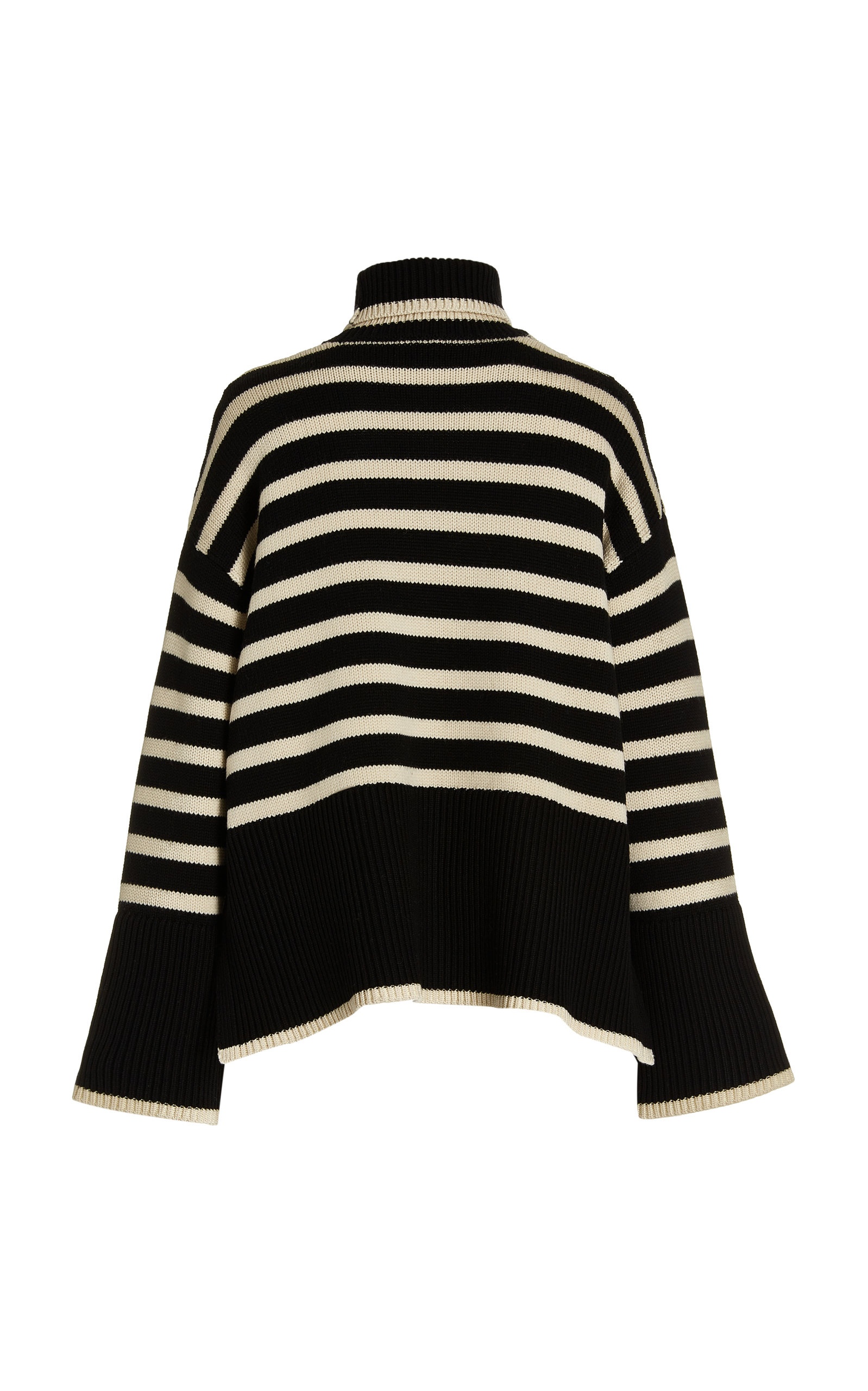 Striped Wool-Cotton Turtleneck Sweater black - 4
