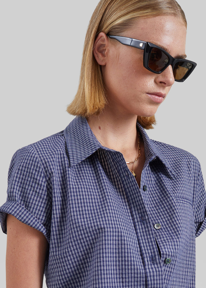 Solaro Short Sleeve Shirt - Navy Plaid 4