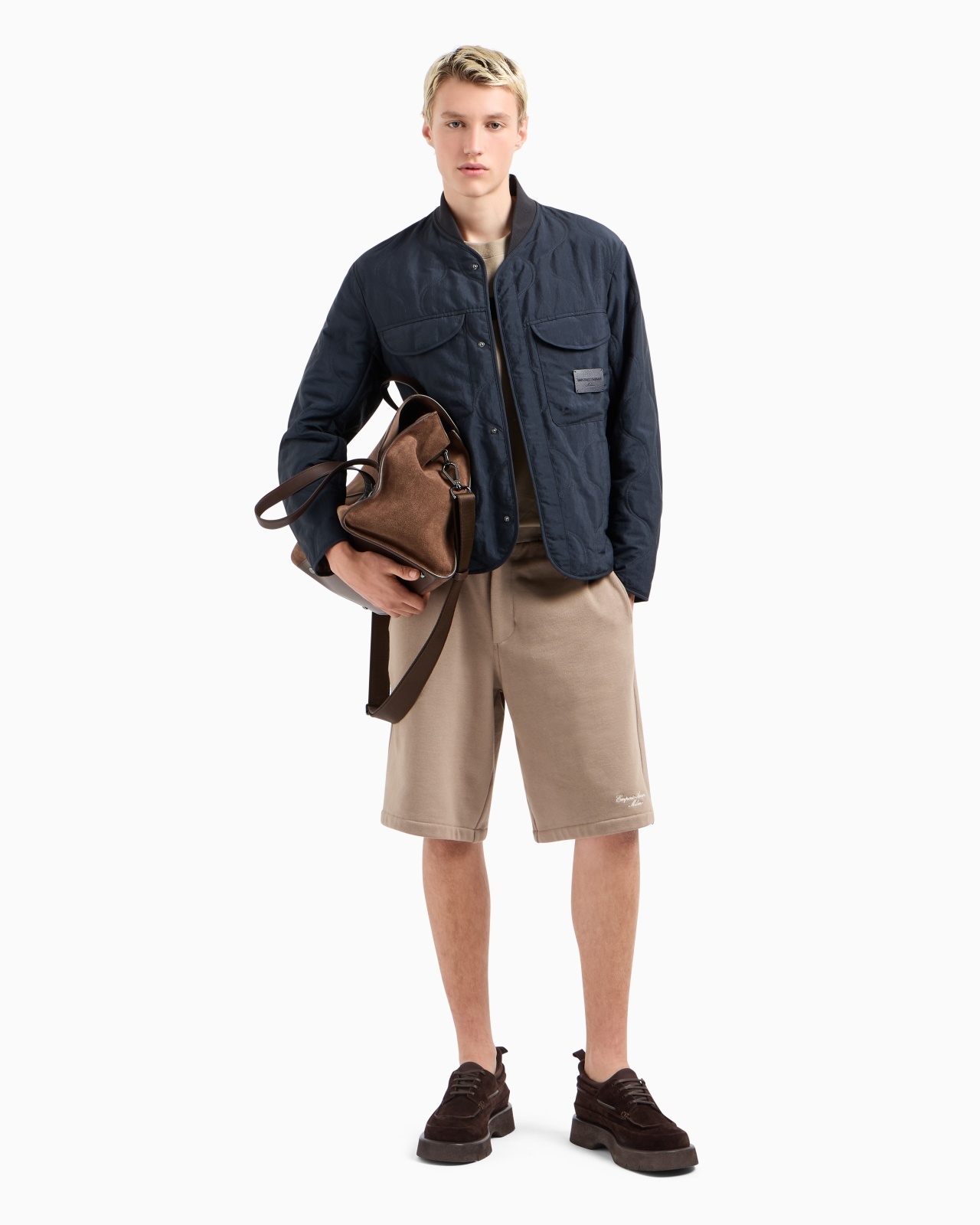 TWO-TONE WAVE MOTIF QUILTED NYLON BLOUSON - 4