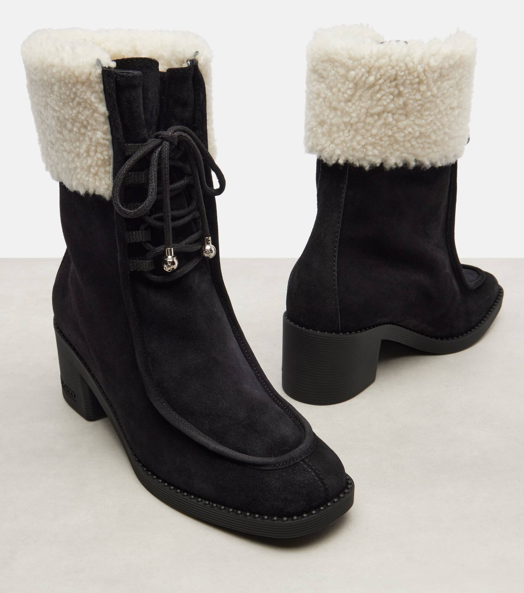 Hali 60 shearling-trimmed suede ankle boots - 5