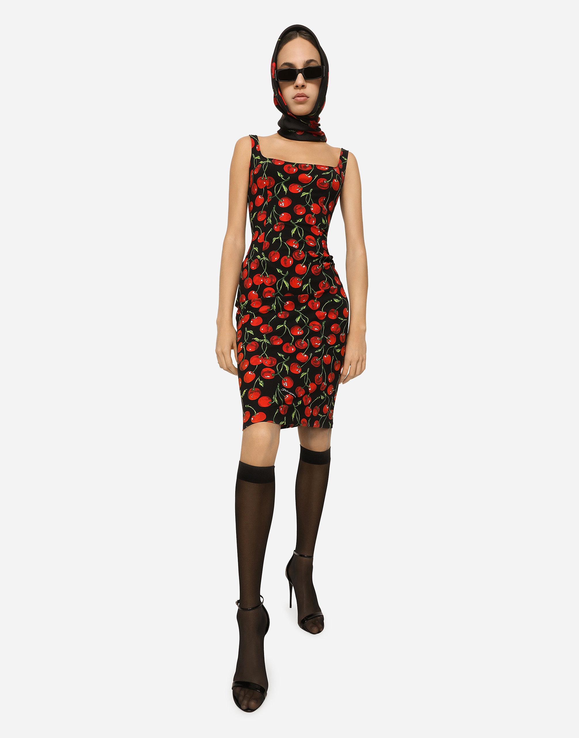 Cherry-print jersey midi dress - 2