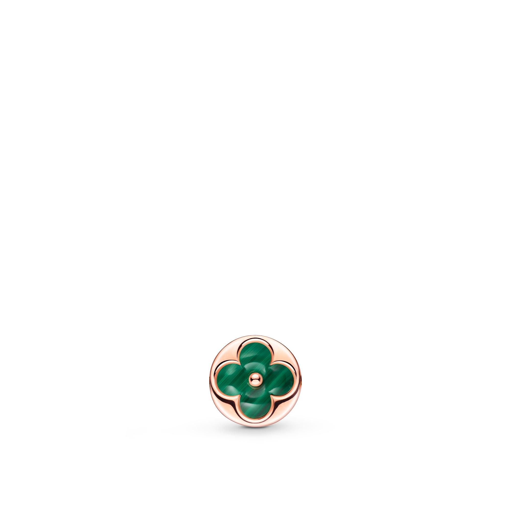 Color Blossom BB Sun Ear Stud, Pink Gold And Malachite - Per Unit - 1