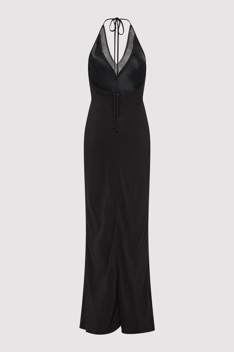 ST. AGNI Silk Mesh Bias Dress - Black outlook