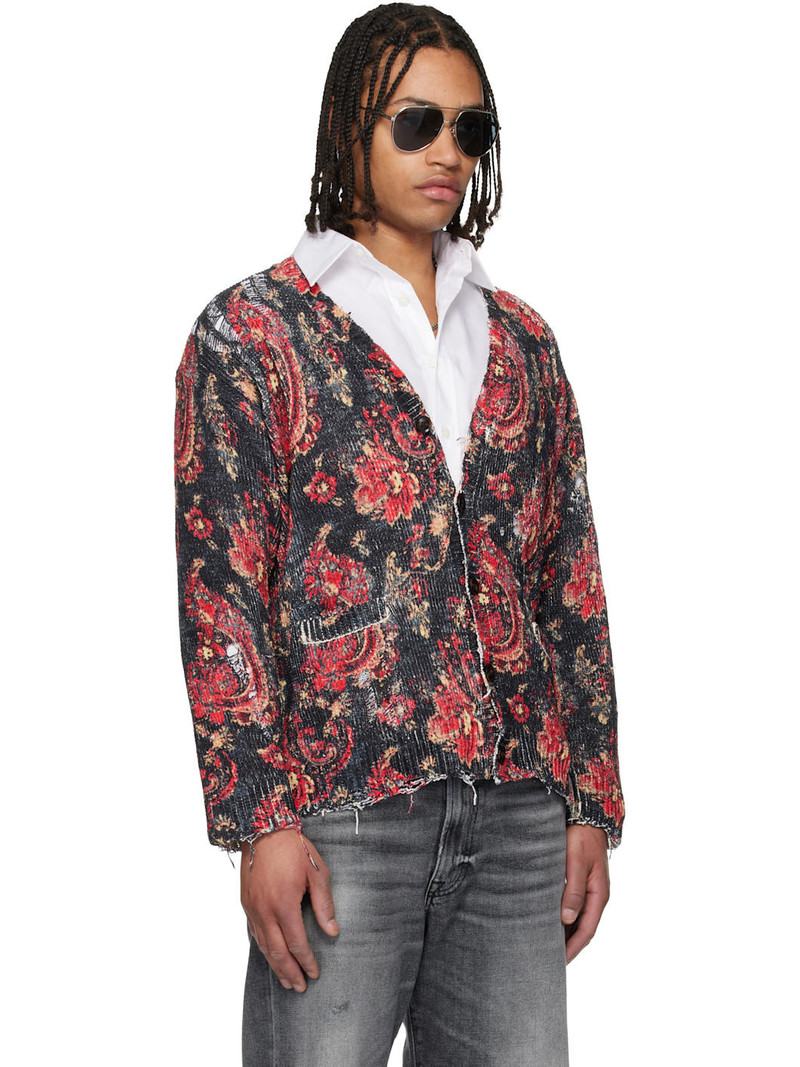 Black & Red Printed Boyfriend Cardigan 2