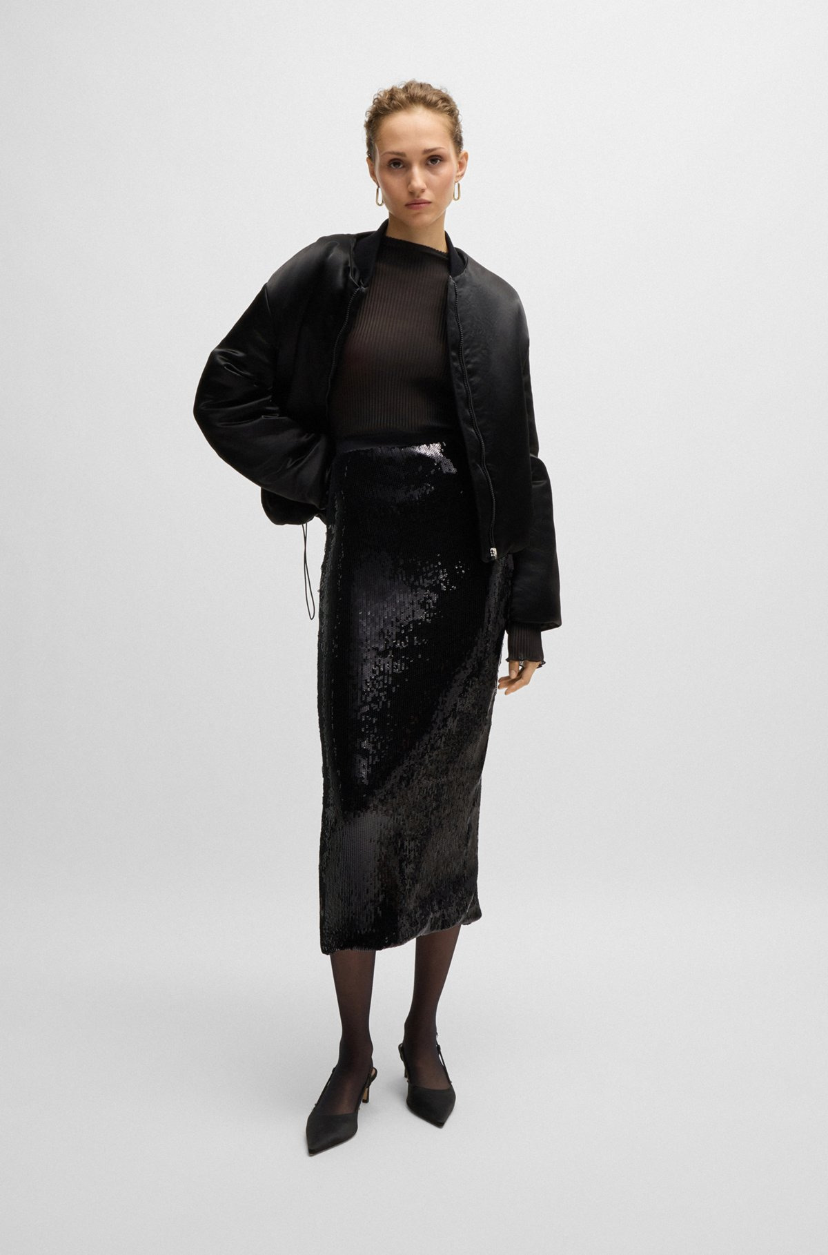 RELAXED-FIT MAXI SKIRT WITH SEQUIN EMBELLISHMENTS - 3