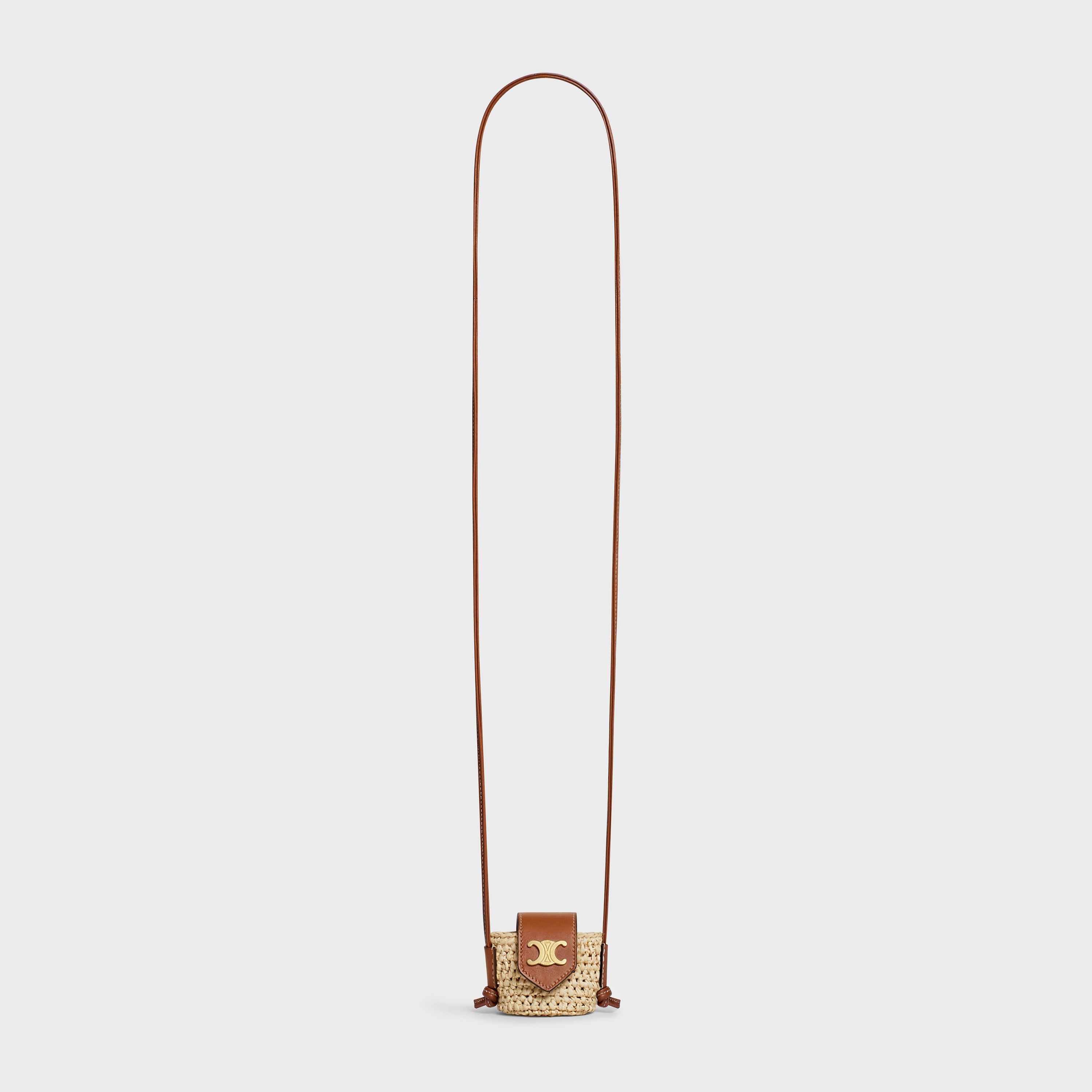 Crossbody Airpods Panier in raffia and calfskin - 6