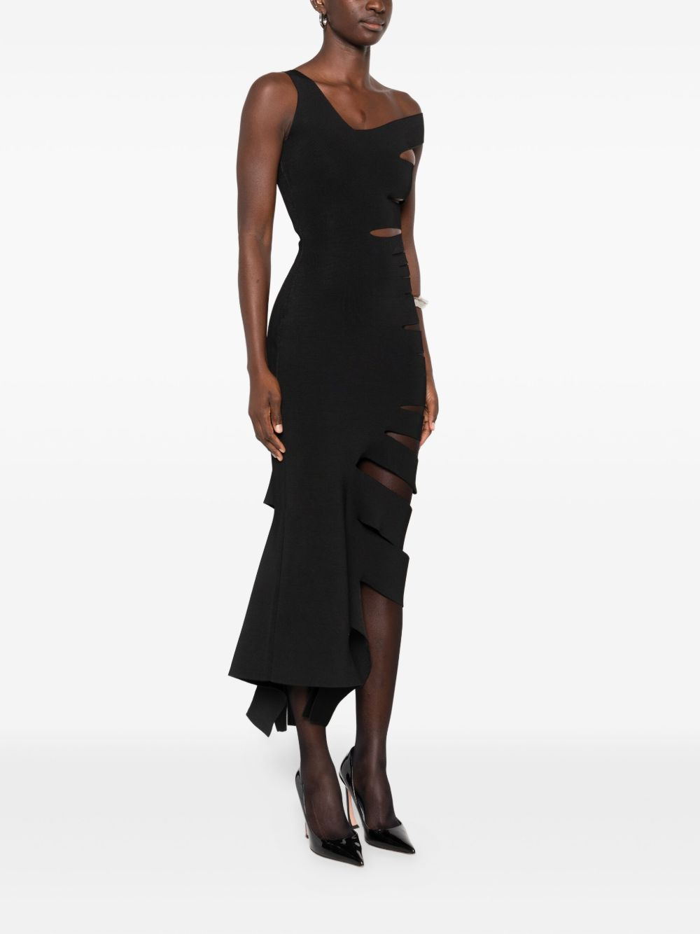 one-shoulder cut-out dress - 3