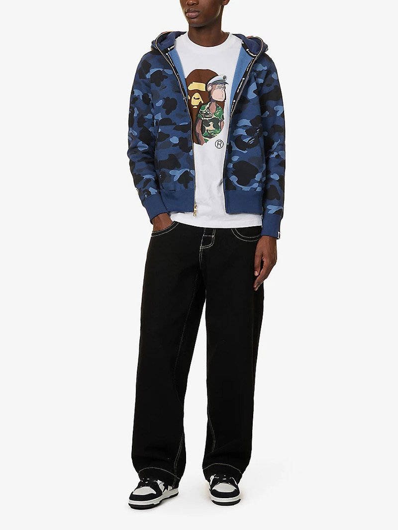 A BATHING APE® Shark camo-print cotton-jersey hoody outlook