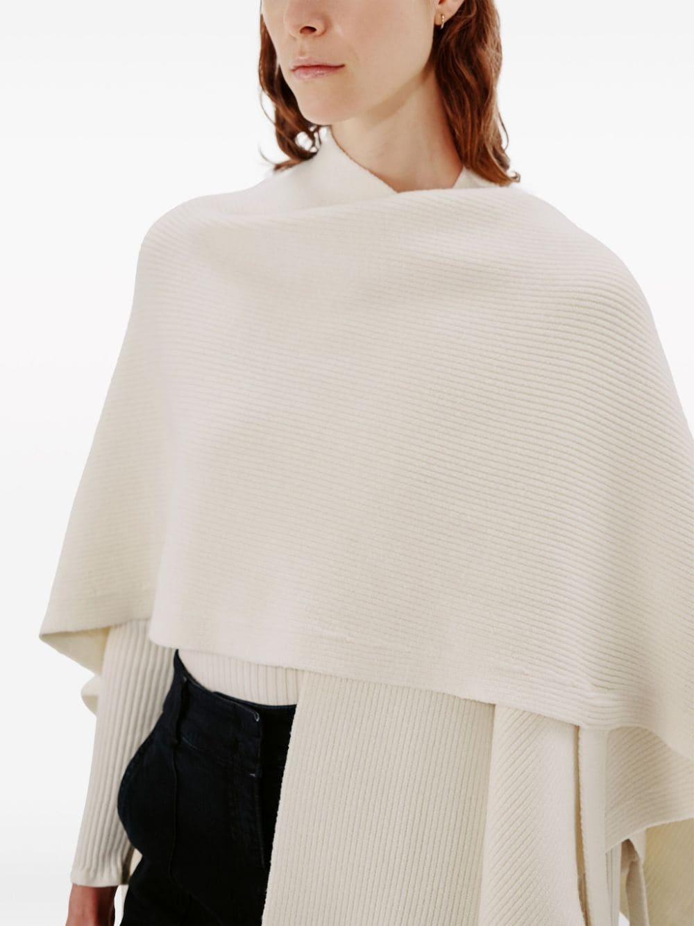 ribbed-knit wool poncho - 5