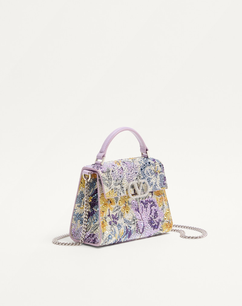 VALENTINO GARAVANI VSLING MINI HANDBAG WITH FLOWERISM RHINESTONE MOTIF AND JEWEL LOGO 3