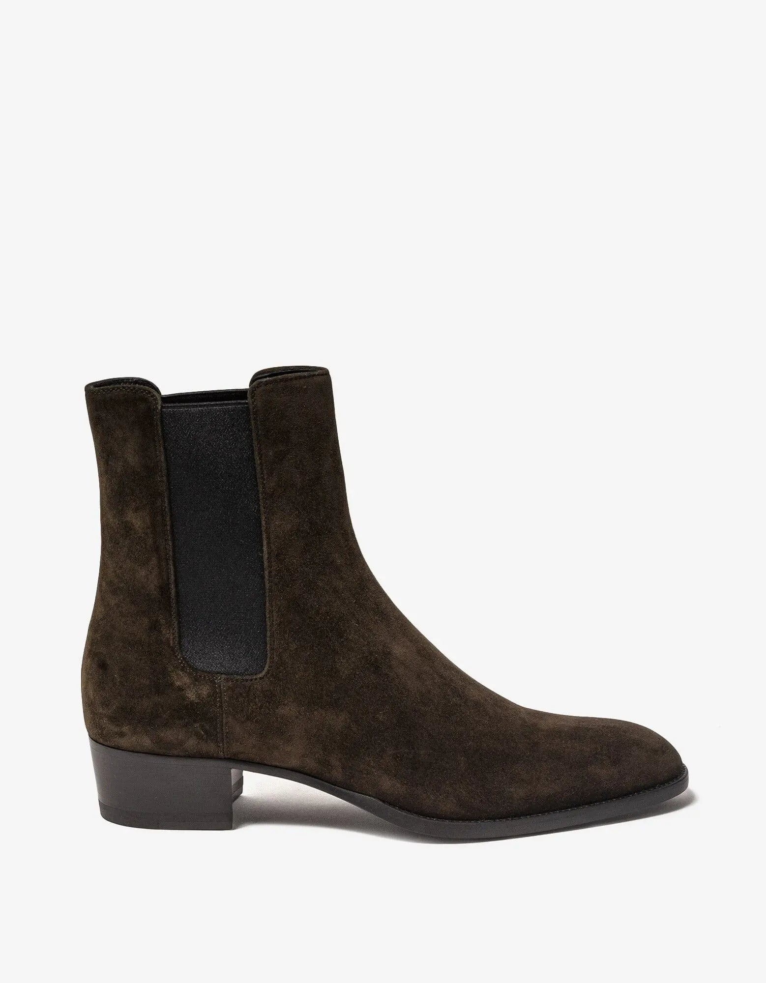 Saint Laurent Brown Suede Wyatt Chelsea Boots - 1