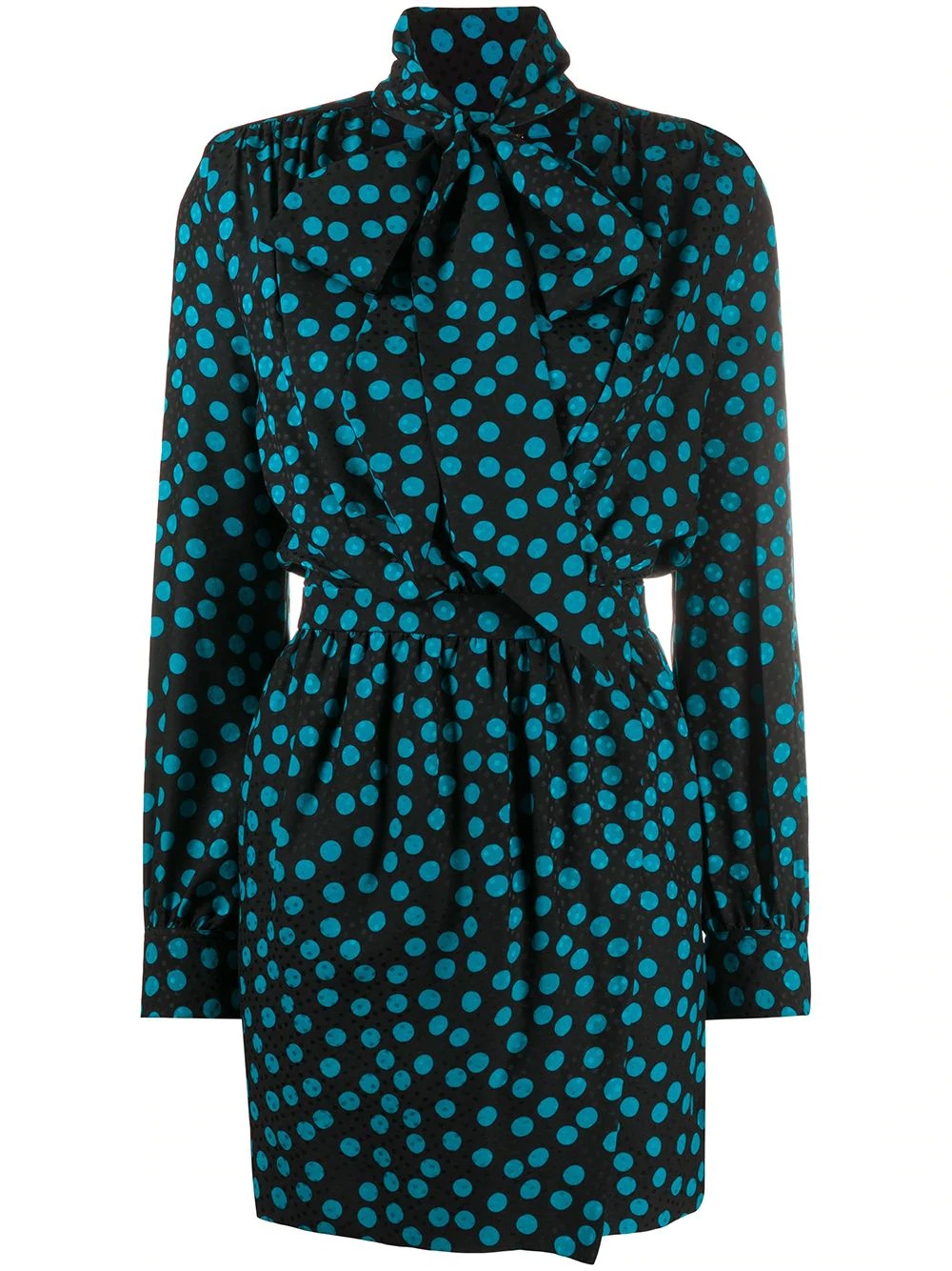 double polka dot V-neck dress - 1