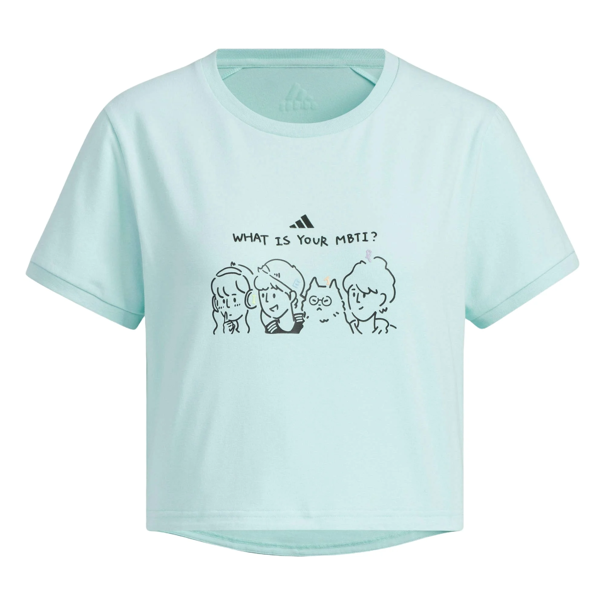 (WMNS) adidas Graphic Crop T-Shirt 'Teal Black' JN6664 - 1